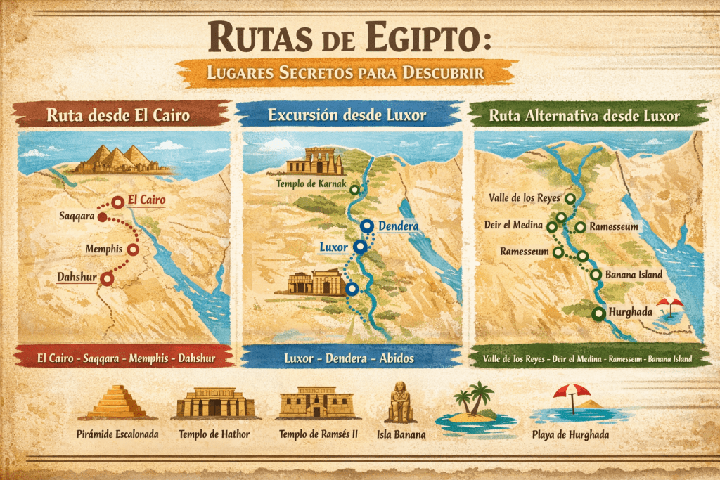 Lugares secretos de Egipto Mapa Kanami Travel
